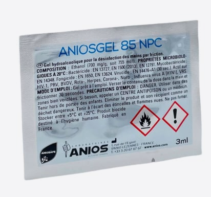 Gel désinfectant main hydroalcoolique Aniosgel 85 NPC 3ml