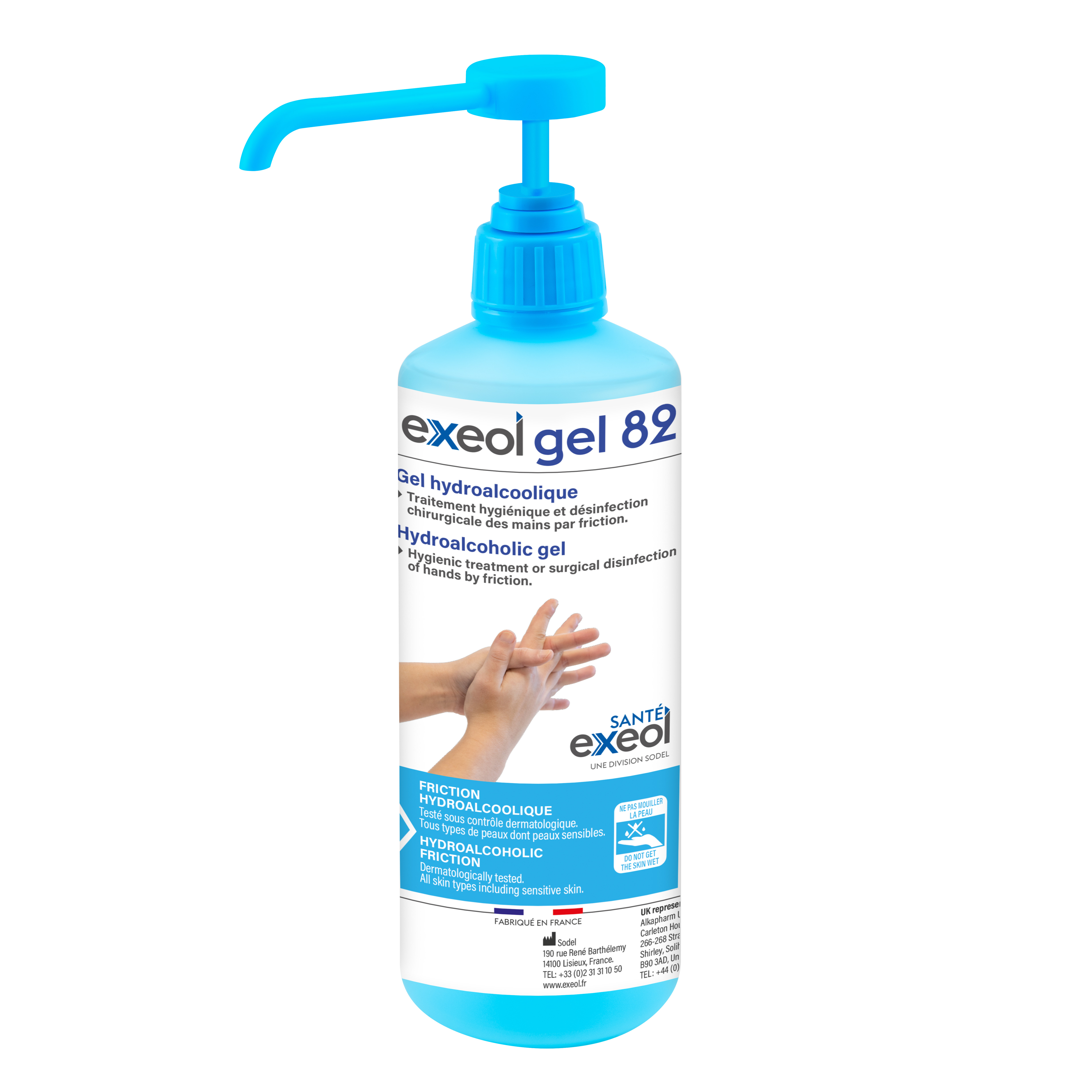 Gel désinfectant main hydroalcoolique Exeol gel 82