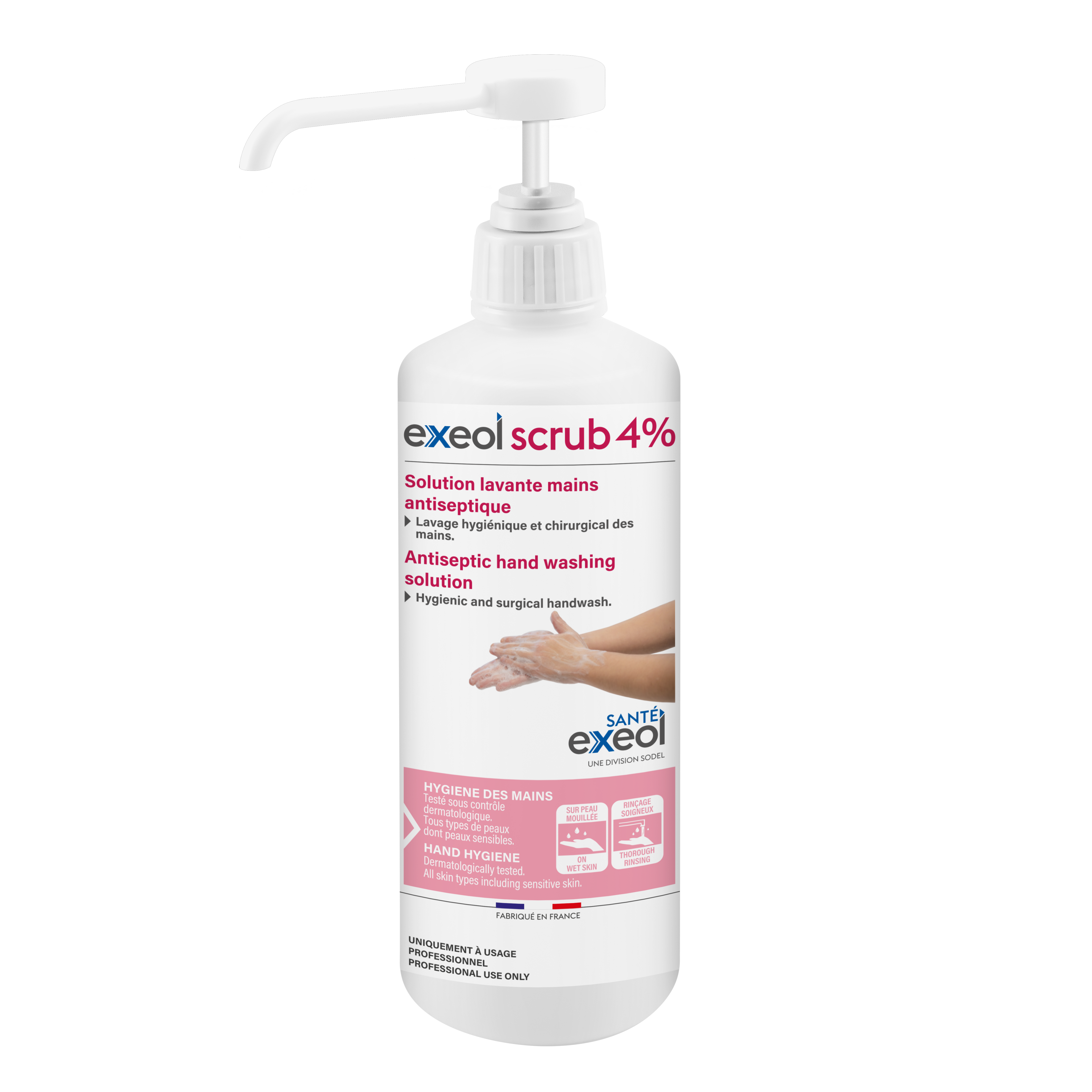 Solution lavante mains antiseptique Exeol scrub 4%