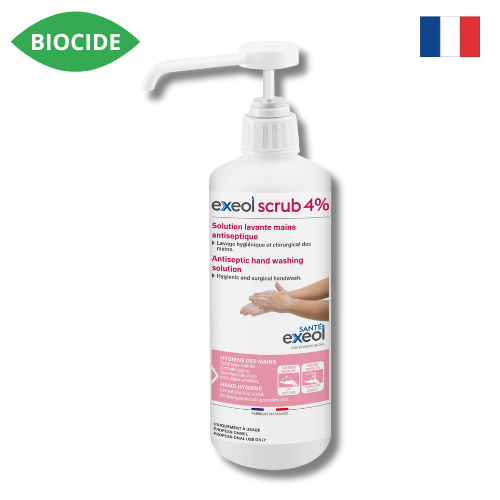 Solution lavante mains antiseptique Exeol scrub 4%