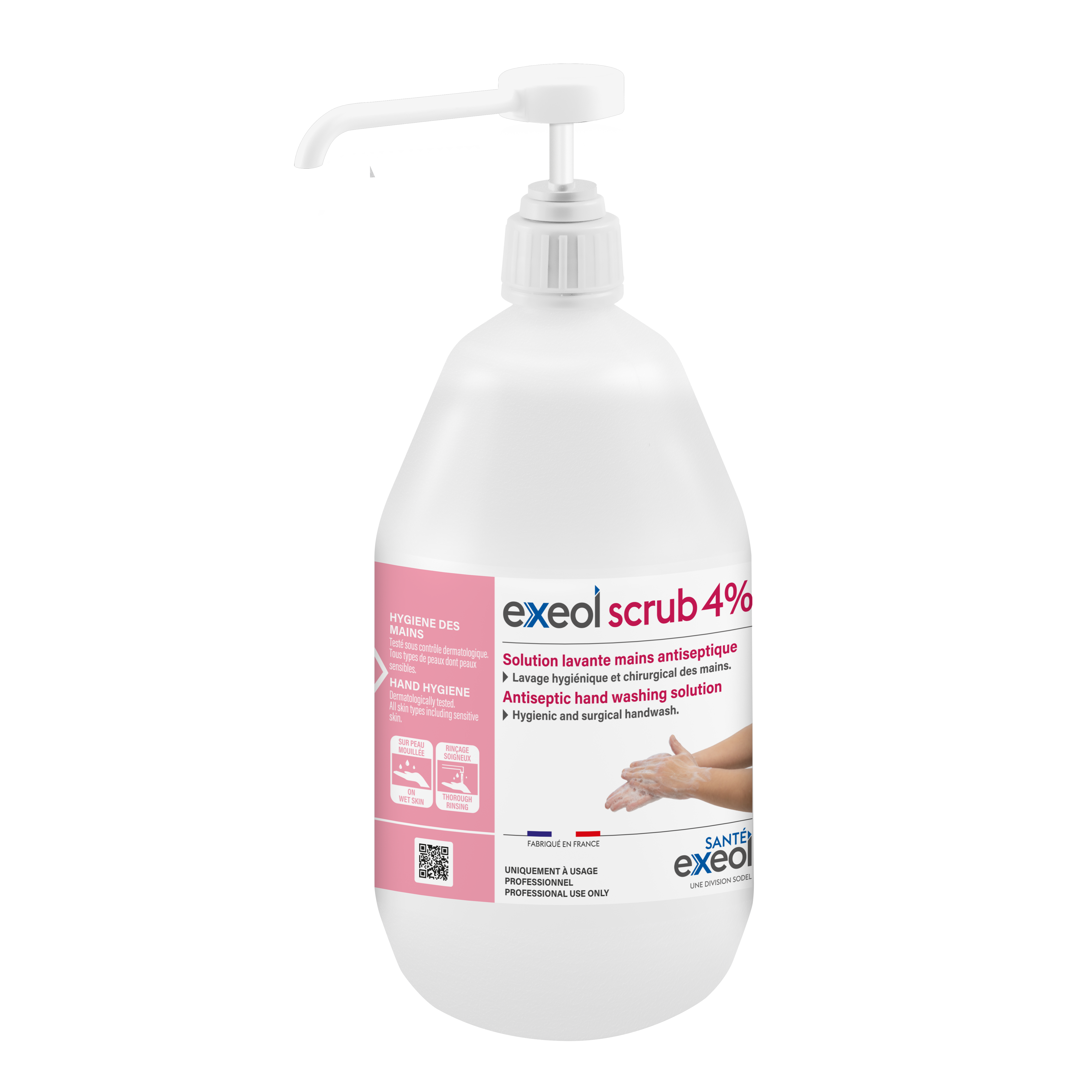 Solution lavante mains antiseptique Exeol scrub 4%