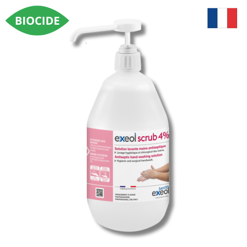 Solution lavante mains antiseptique Exeol scrub 4%