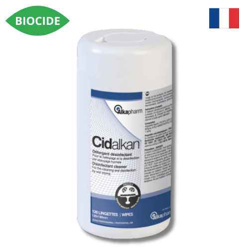 Lingettes détergentes désinfectantes CIDALKAN